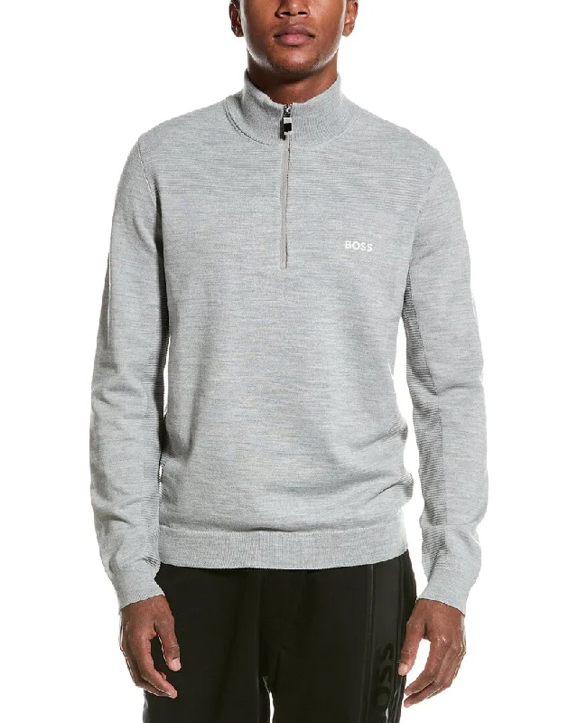 BOSS Hugo Boss Zomat 1/4-Zip Wool-Blend Mock Pullover