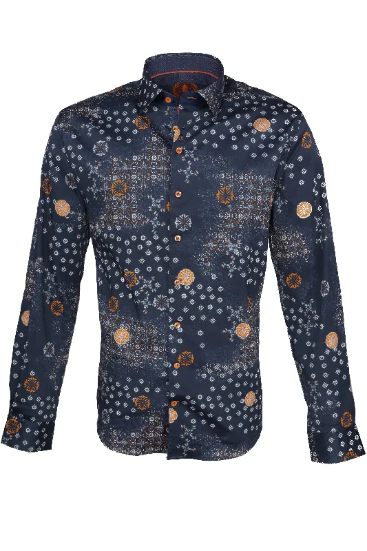 Au Noir Floriani Shirt - Navy / Orange