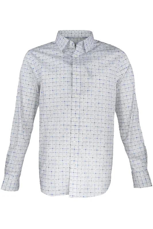 Bugatchi Comfort Stretch Shirt - Checkered White