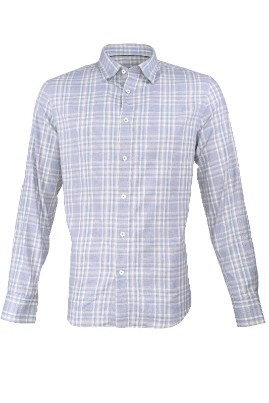 Bugatchi Comfort Stretch Shirt - Air Blue Plaid