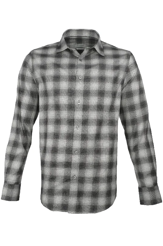 Bugatchi Comfort Stretch Shirt - Anthracite Plaid