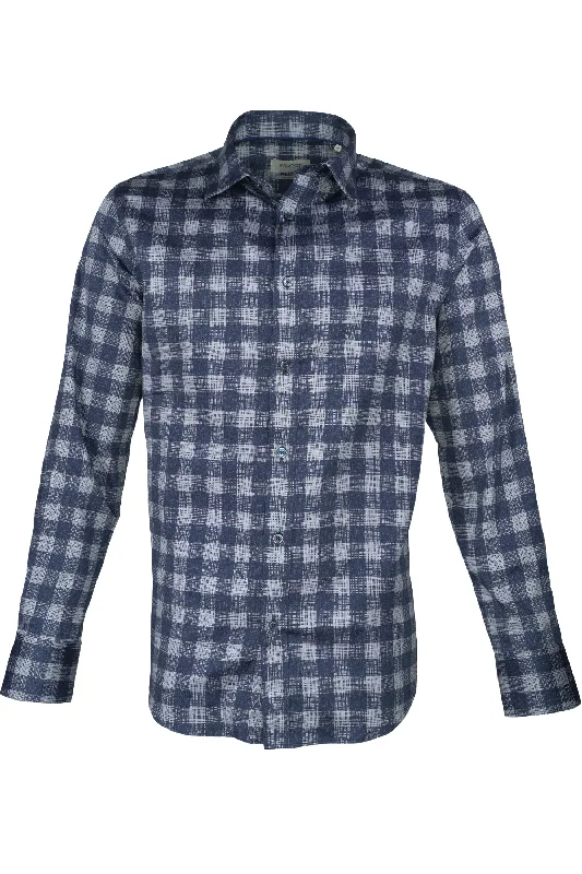 Bugatchi Comfort Stretch Shirt - Navy Plaid