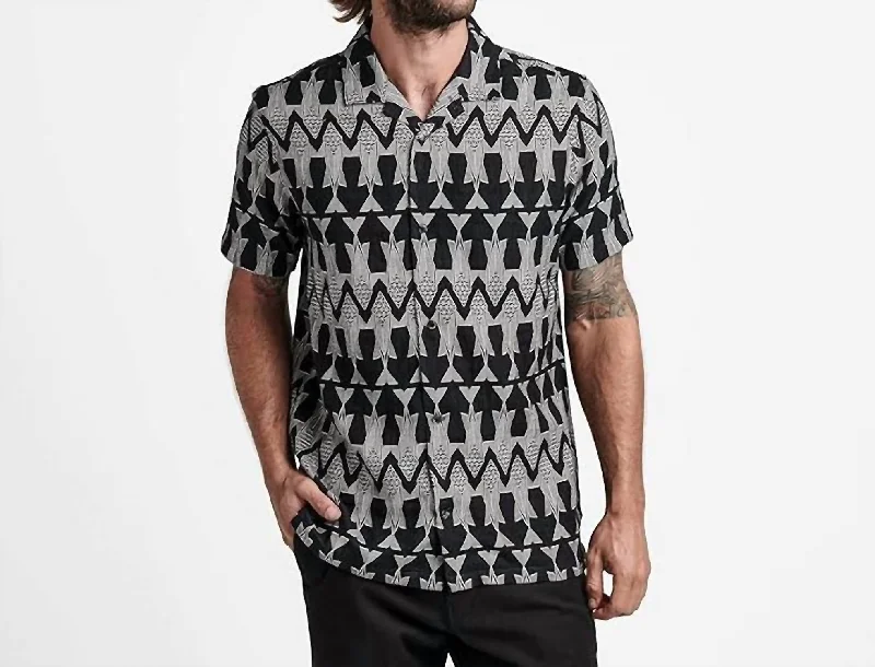 Gonzo Camp Collar Shirt In Manawa Tapu Black