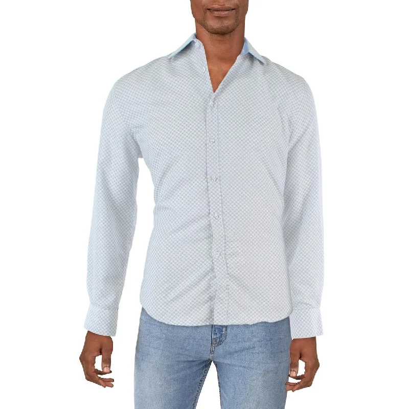 Mens Modern Fit Woven Dress Shirt