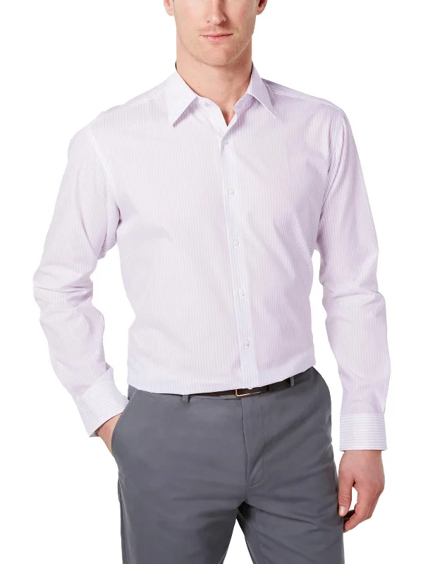 Mens Slim Fit Striped Dress Shirt