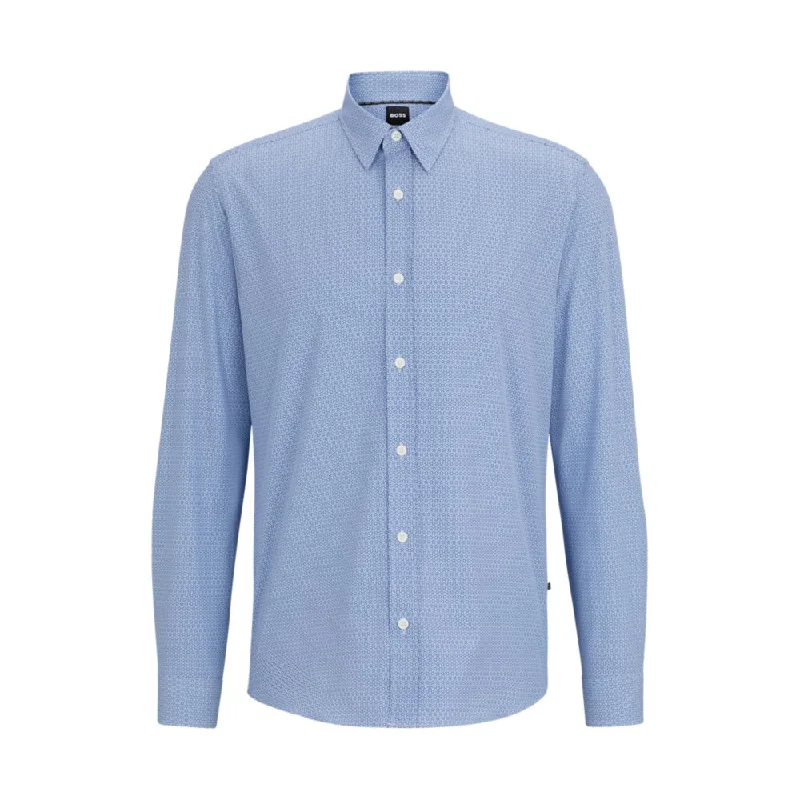 Regular-fit shirt in printed performance-stretch fabric