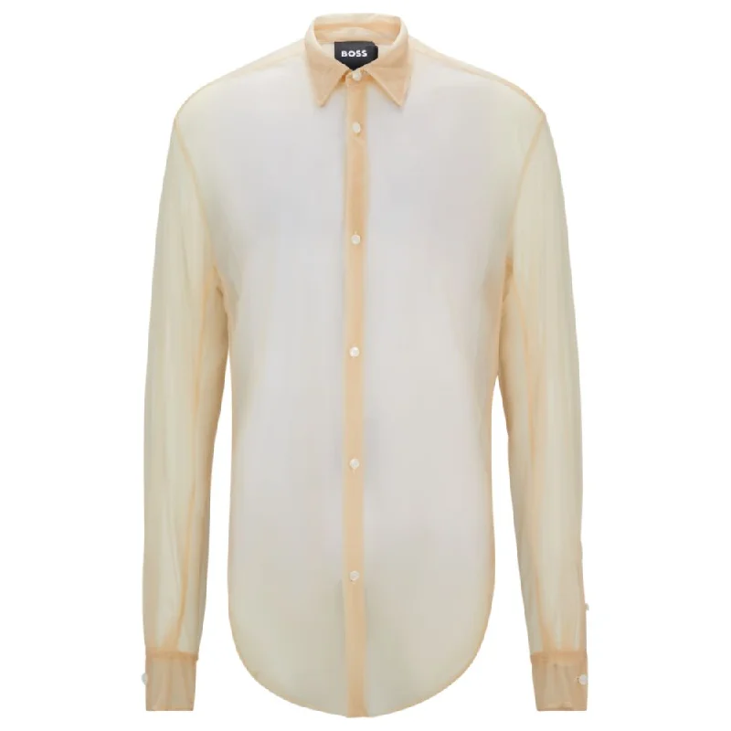 Regular-fit shirt in transparent jersey with Kent collar