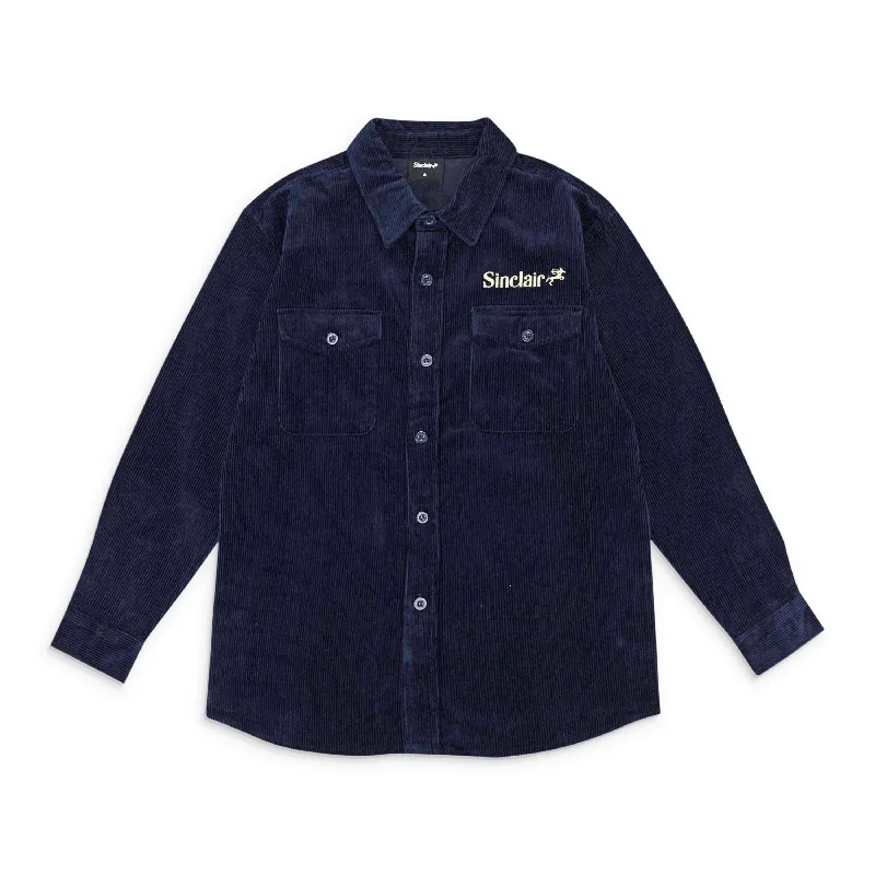 SINCLAIR TWIST CORD NAVY BLUE BUTTON DOWN SHIRT