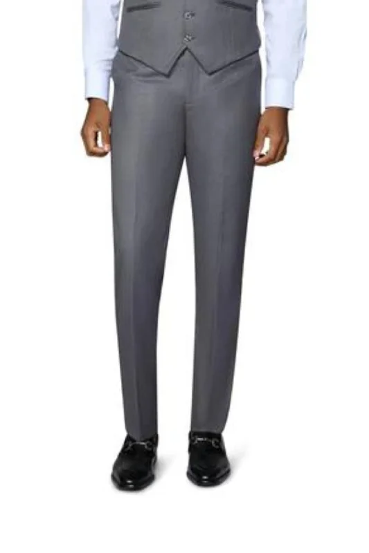 Berragamo Solid Slim Fit Pants - Medium Grey