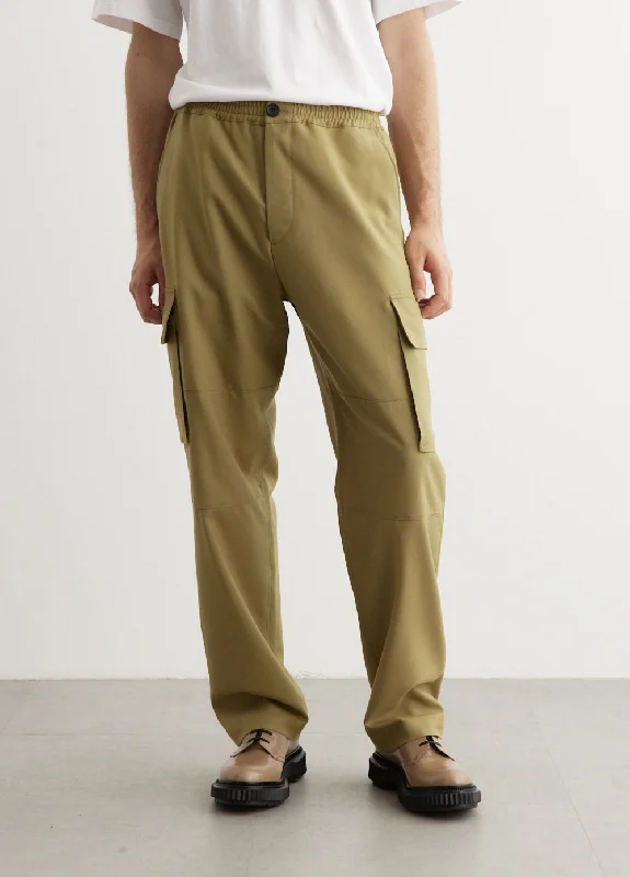 Tropical Wool Drawstring Cargo Pants